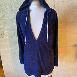 Splendid Navy terry cloth beach cover up